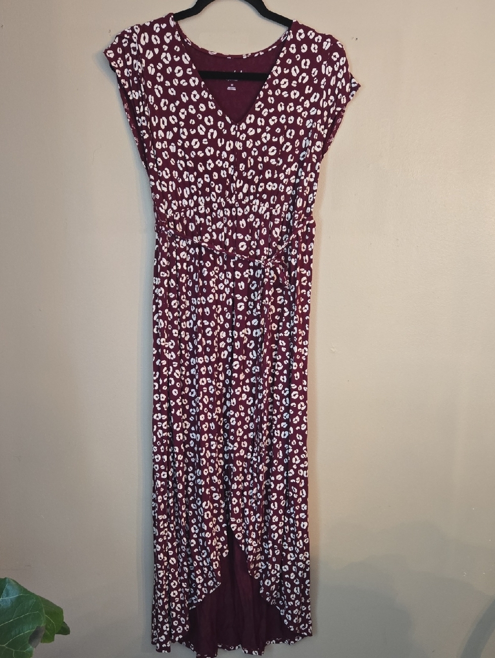 Isabel Maternity - Burgundy and White Leopard Print Maxi Dress